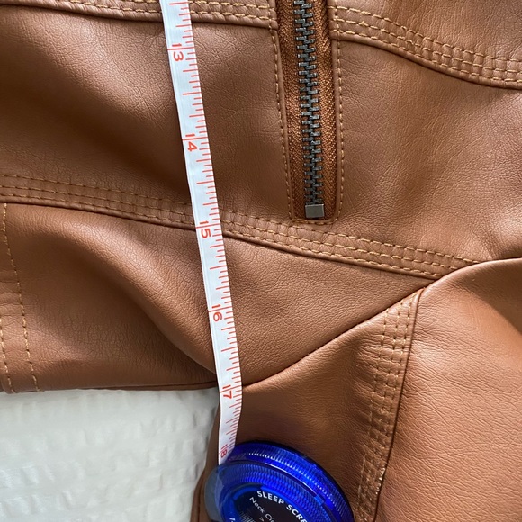 Brown/tan faux leather jacket, size small - Picture 9 of 11